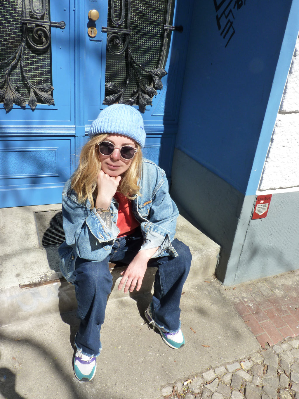 Check Point Upcycled Beanie Skye Blue
