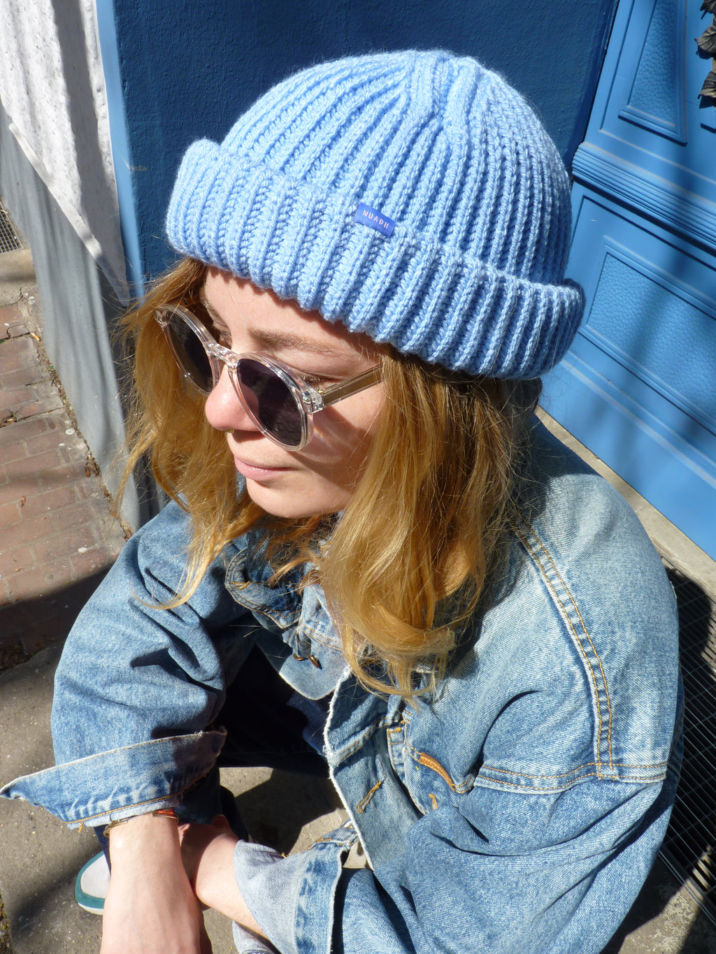 Check Point Upcycled Beanie Skye Blue