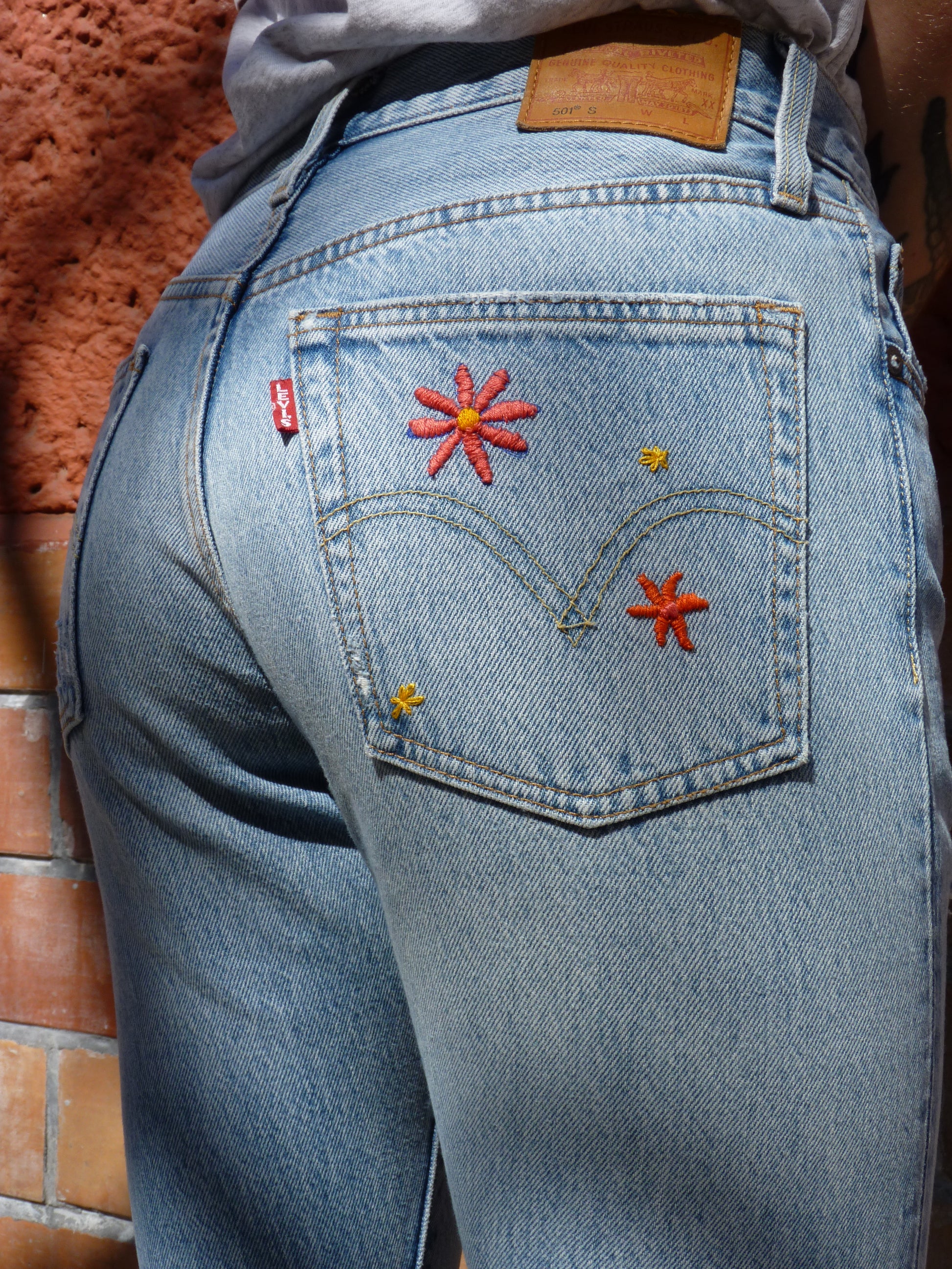 Hand embroidered Levis 501 'S'