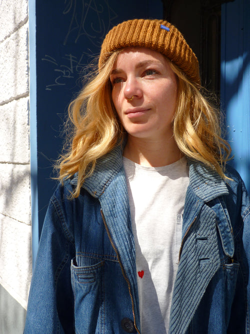 Check Point Upcycled Beanie Gold