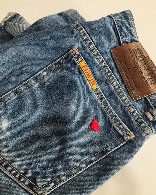 EDWIN London High Rise Slim with hand embroidery